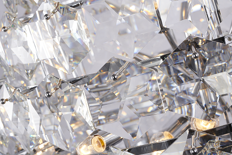 Steel Frame with Clear Crystal Chandelier
