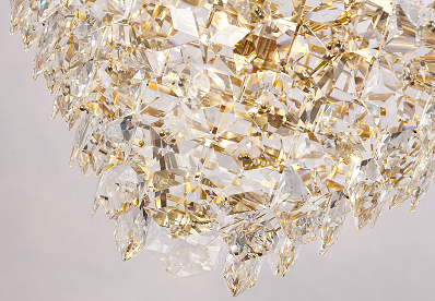 Steel Frame with Clear Crystal Chandelier