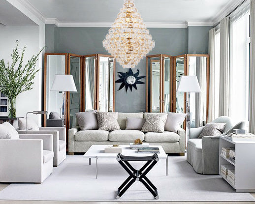 Steel Frame with Clear Crystal Chandelier