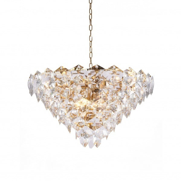 Steel Frame with Clear Crystal Chandelier