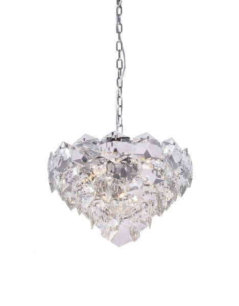 Steel Frame with Clear Crystal Chandelier
