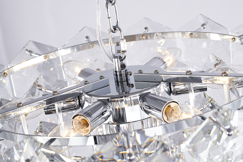 Steel Frame with Clear Crystal Chandelier