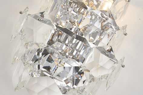 Steel Frame with Clear Crystal Wall Sconce by Bethel - view 3