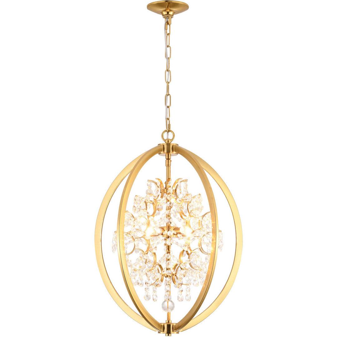 Gold Frame with Clear Crystal Pendant - LV LIGHTING