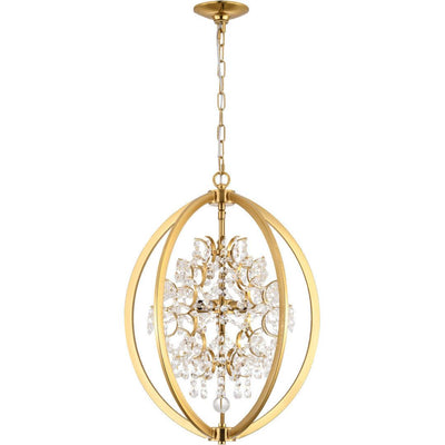 Gold Frame with Clear Crystal Pendant - LV LIGHTING