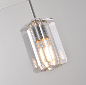 Steel Frame with Clear Rectangular Crystal Diffuser Pendant by Bethel - view 3