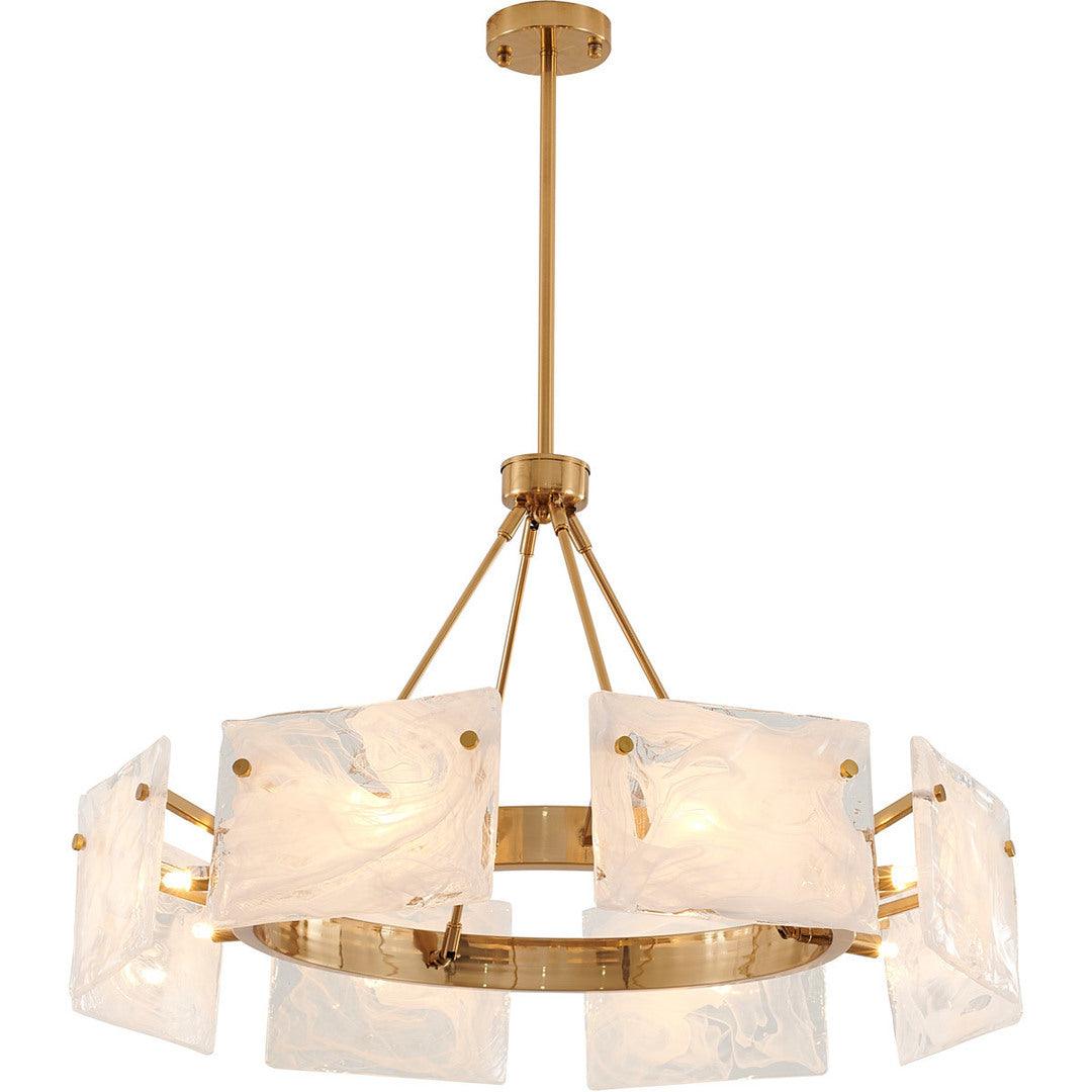 Gold Plated Frame with White Stained Glass Diffuser Chandelier - LV LIGHTING