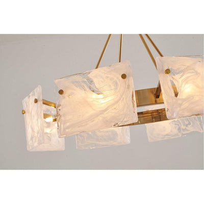 Gold Plated Frame with White Stained Glass Diffuser Chandelier - LV LIGHTING