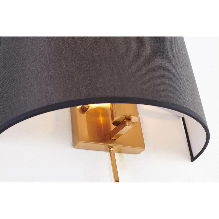 Satin Brass with Black Fabric Shade Wall Sconce - LV LIGHTING
