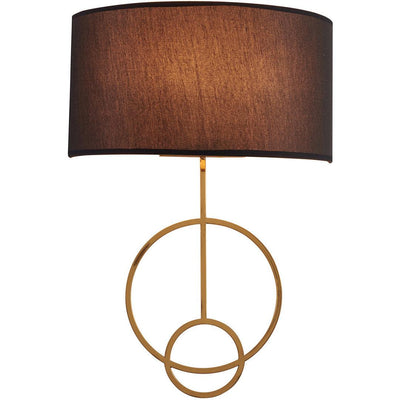 Satin Brass with Black Fabric Shade Wall Sconce - LV LIGHTING