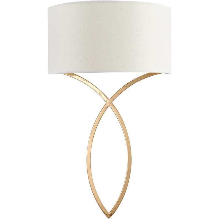 Antique Brass Frame with Off White Fabric Shade Wall Sconce - LV LIGHTING