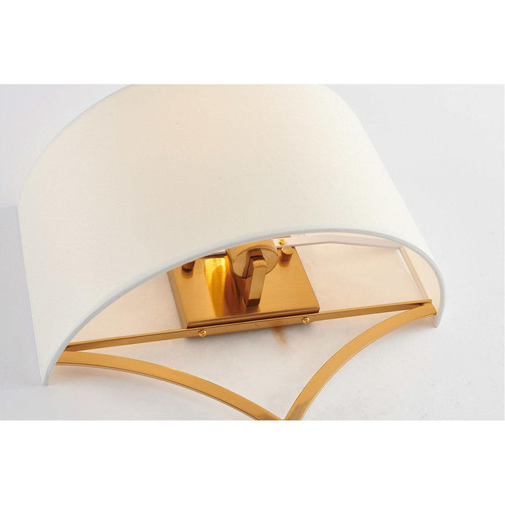 Antique Brass Frame with Off White Fabric Shade Wall Sconce - LV LIGHTING