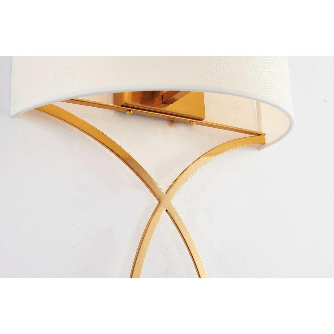 Antique Brass Frame with Off White Fabric Shade Wall Sconce - LV LIGHTING