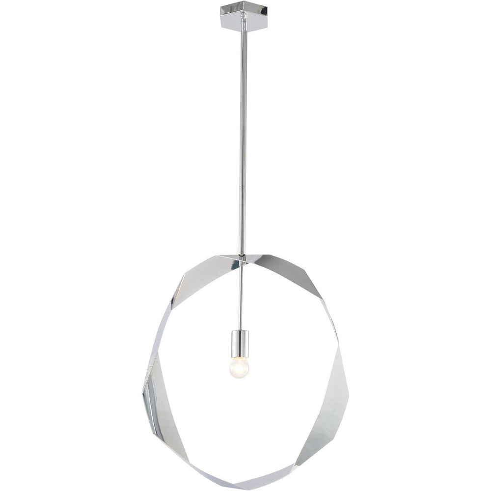 Steel Twisted Ring Frame Single Light Pendant in Chrome by Bethel