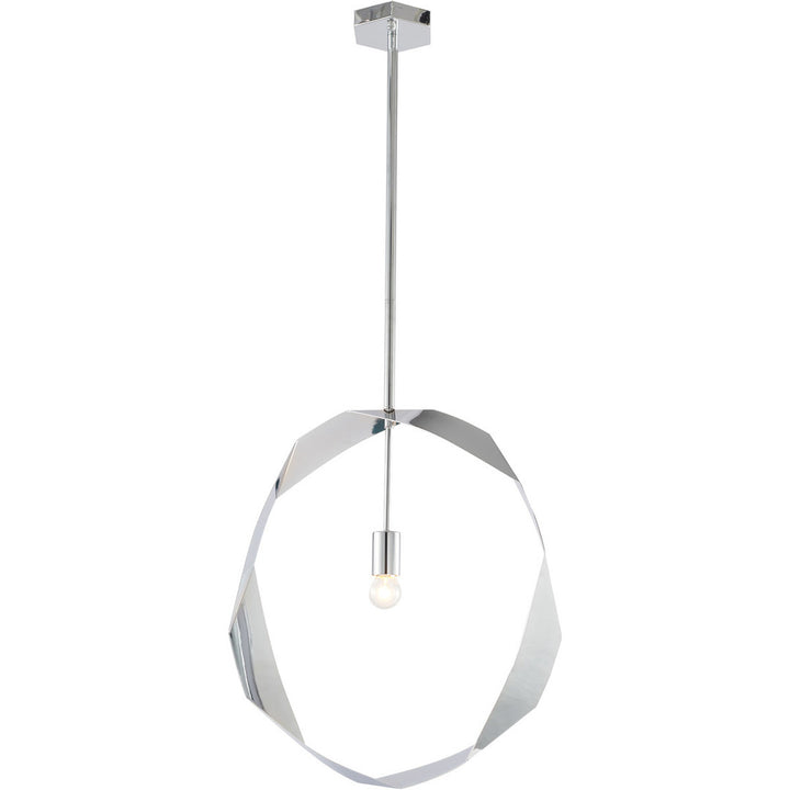 Steel Twisted Ring Frame Single Light Pendant in Chrome by Bethel