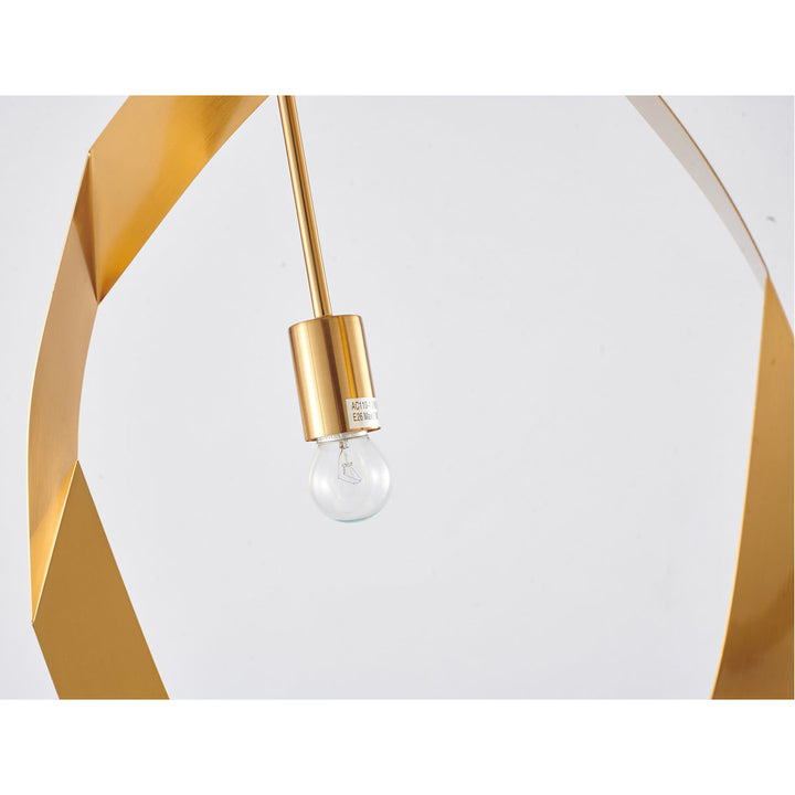 Steel Twisted Ring Frame Single Light Pendant by Bethel - view 4