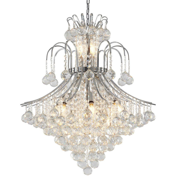 Chrome Frame with Clear Crystal Drop and Strand Chandelier - LV LIGHTING