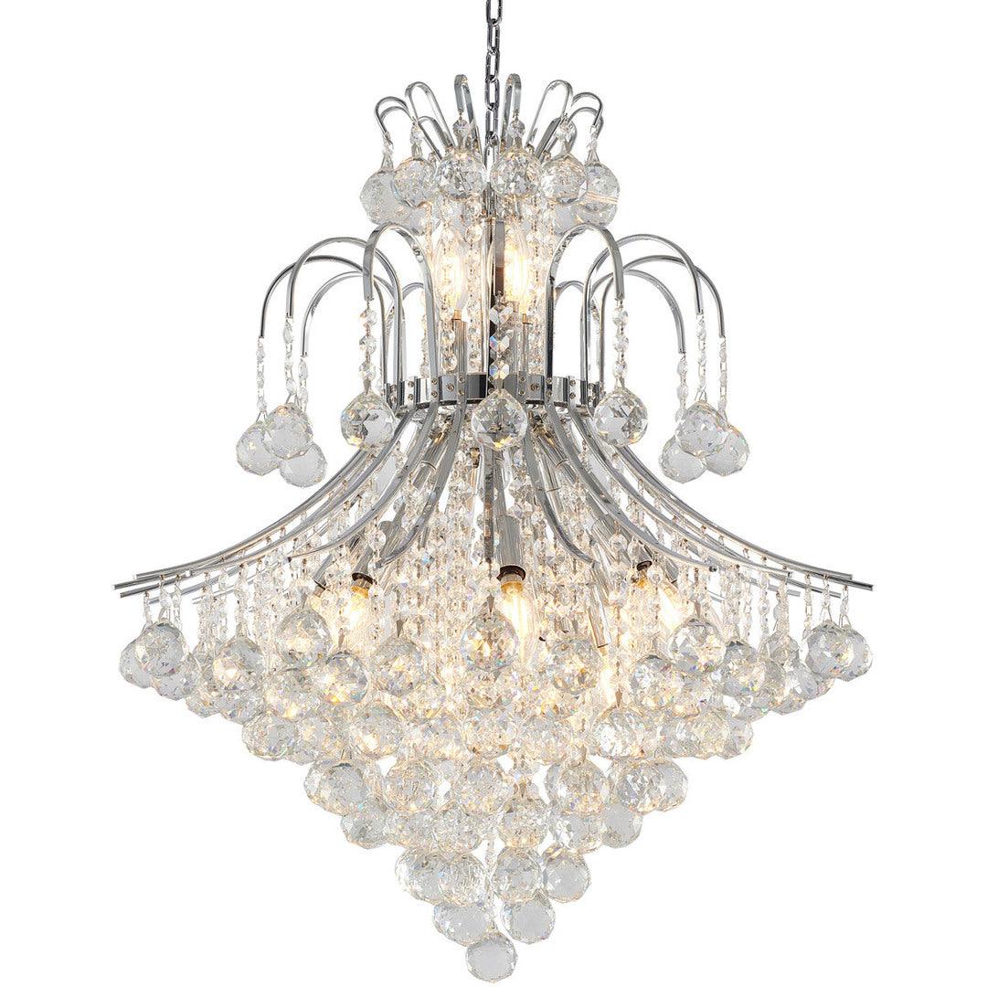 Chrome Frame with Clear Crystal Drop and Strand Chandelier - LV LIGHTING