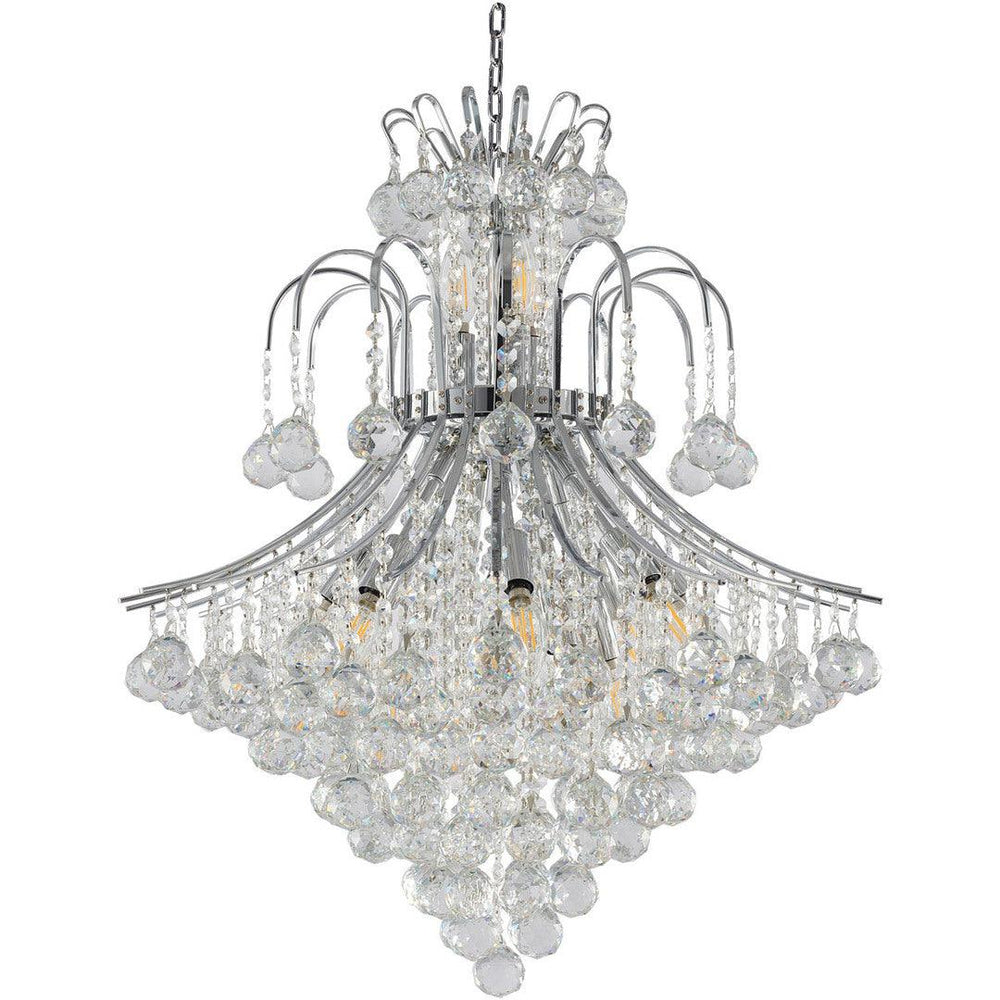 Chrome Frame with Clear Crystal Drop and Strand Chandelier - LV LIGHTING