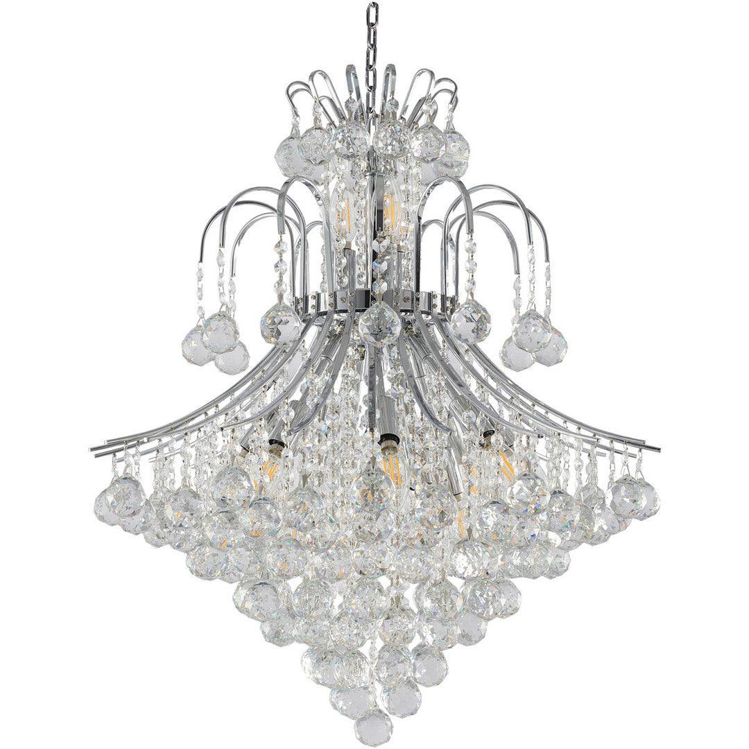Chrome Frame with Clear Crystal Drop and Strand Chandelier - LV LIGHTING