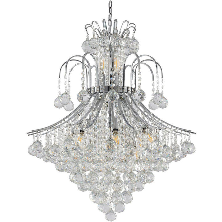 Chrome Frame with Clear Crystal Drop and Strand Chandelier - LV LIGHTING