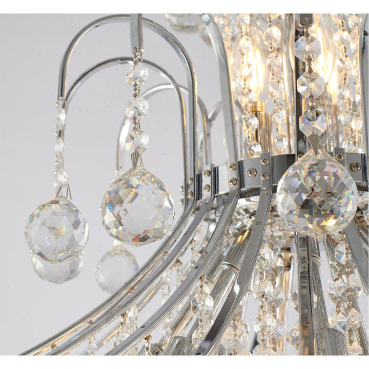 Chrome Frame with Clear Crystal Drop and Strand Chandelier - LV LIGHTING