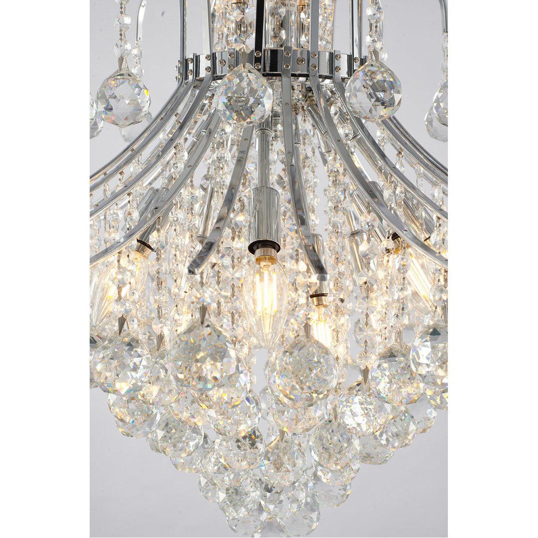 Chrome Frame with Clear Crystal Drop and Strand Chandelier - LV LIGHTING