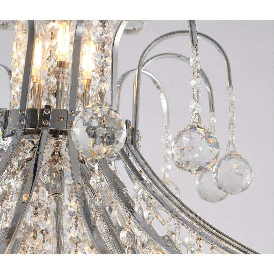 Chrome Frame with Clear Crystal Drop and Strand Chandelier - LV LIGHTING