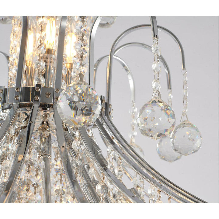 Chrome Frame with Clear Crystal Drop and Strand Chandelier - LV LIGHTING