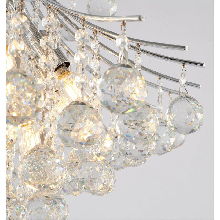 Chrome Frame with Clear Crystal Drop and Strand Chandelier - LV LIGHTING
