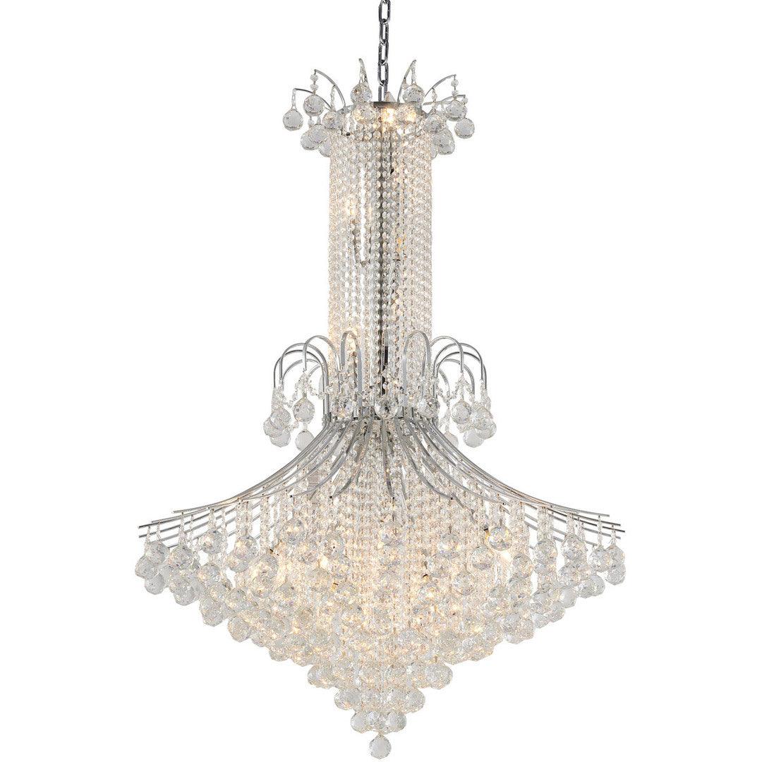 Chrome Frame with Clear Crystal Drop and Strand Chandelier - LV LIGHTING