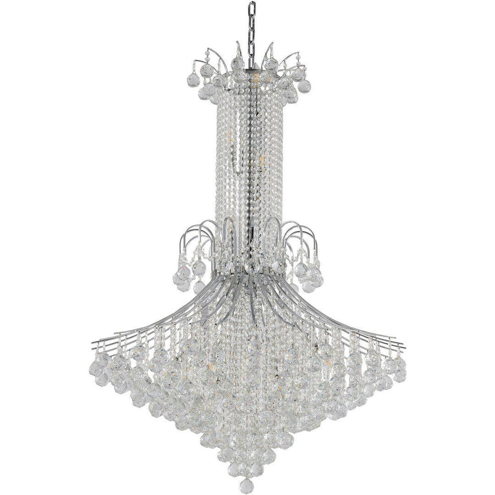 Chrome Frame with Clear Crystal Drop and Strand Chandelier - LV LIGHTING