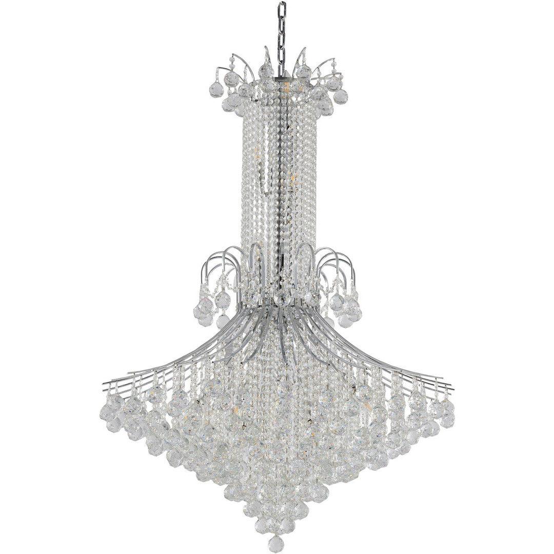 Chrome Frame with Clear Crystal Drop and Strand Chandelier - LV LIGHTING