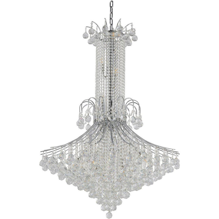 Chrome Frame with Clear Crystal Drop and Strand Chandelier - LV LIGHTING