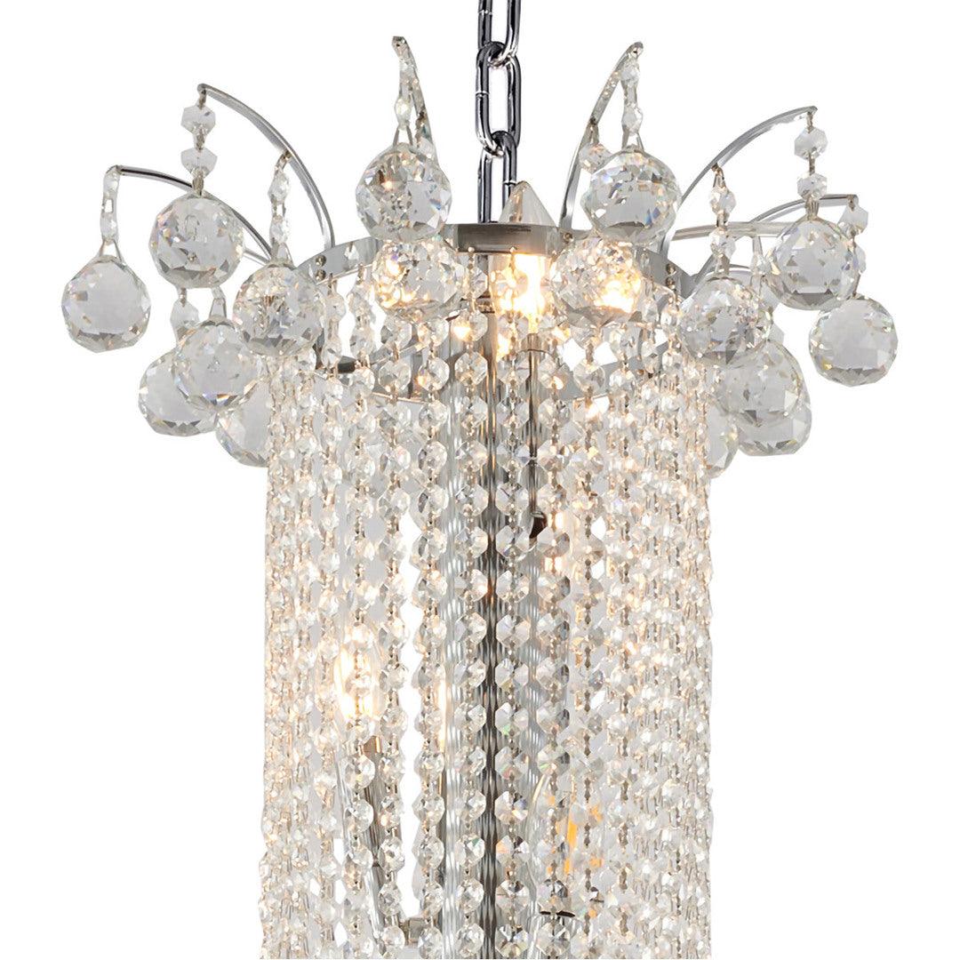 Chrome Frame with Clear Crystal Drop and Strand Chandelier - LV LIGHTING