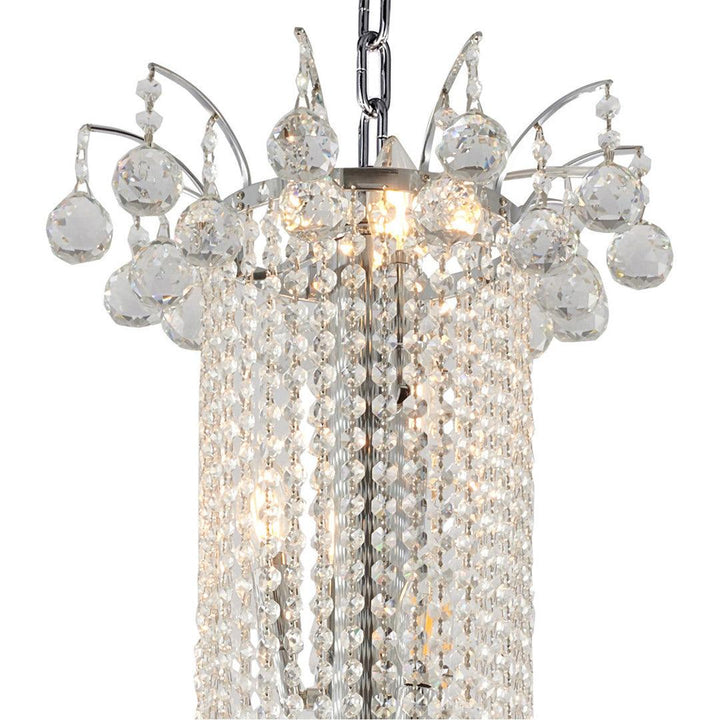 Chrome Frame with Clear Crystal Drop and Strand Chandelier - LV LIGHTING