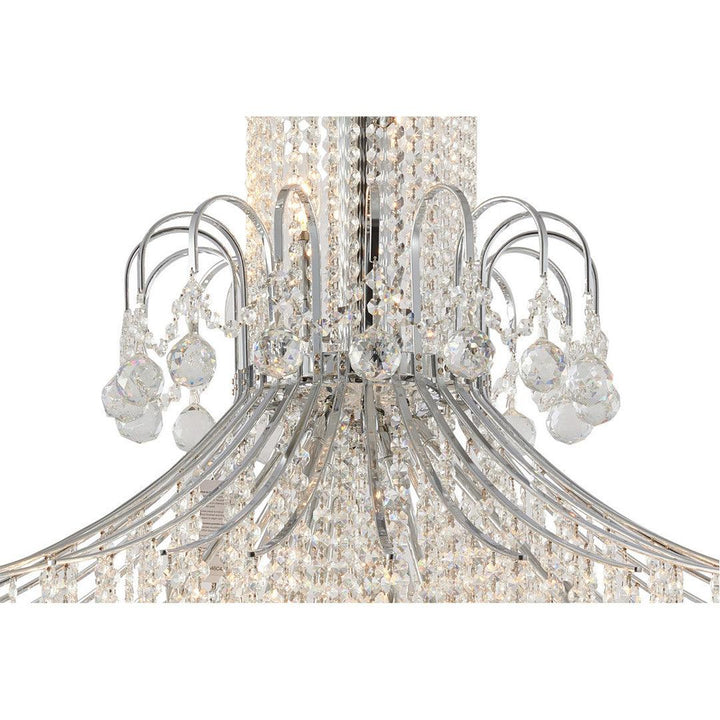 Chrome Frame with Clear Crystal Drop and Strand Chandelier - LV LIGHTING