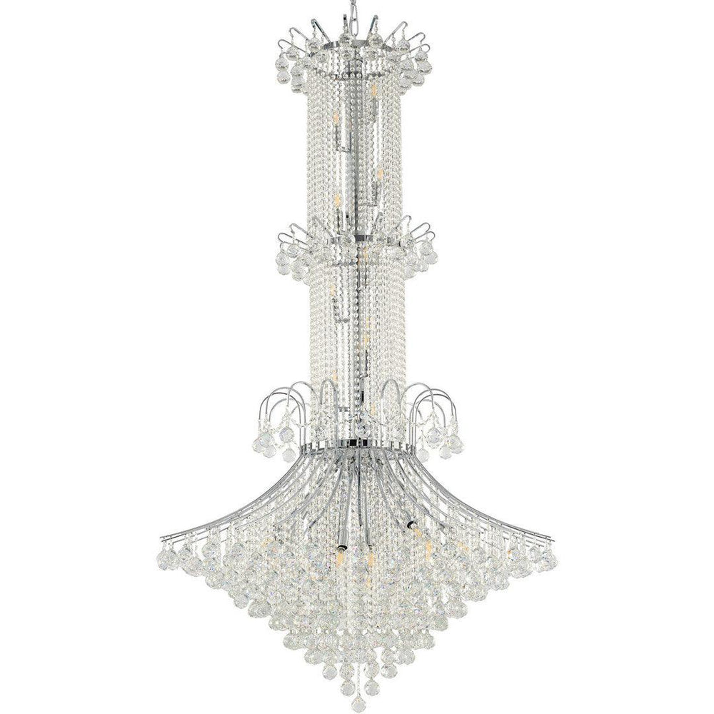 Chrome Frame with Clear Crystal Drop and Strand Chandelier - LV LIGHTING