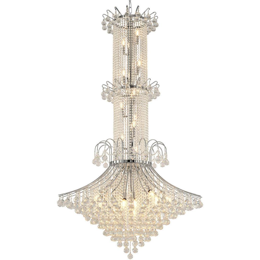 Chrome Frame with Clear Crystal Drop and Strand Chandelier - LV LIGHTING
