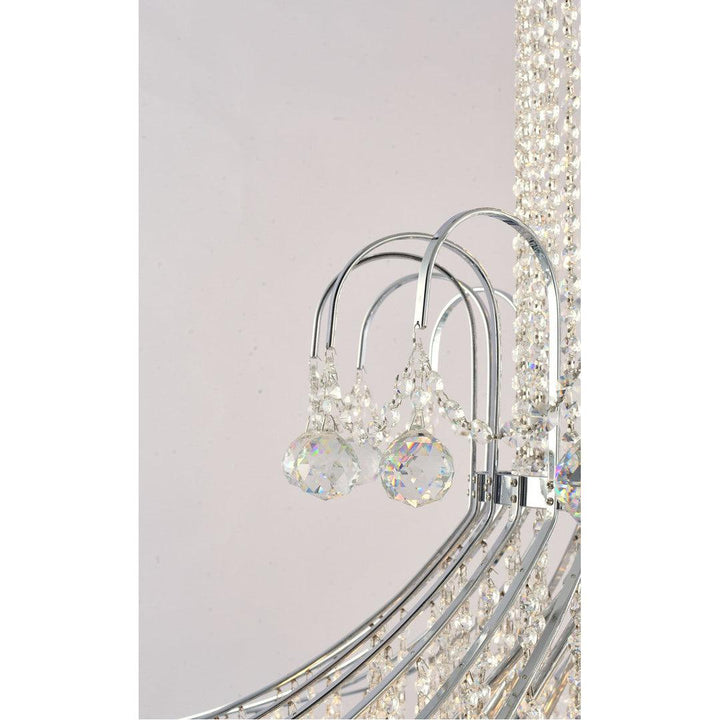 Chrome Frame with Clear Crystal Drop and Strand Chandelier - LV LIGHTING
