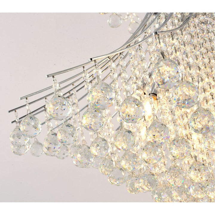 Chrome Frame with Clear Crystal Drop and Strand Chandelier - LV LIGHTING