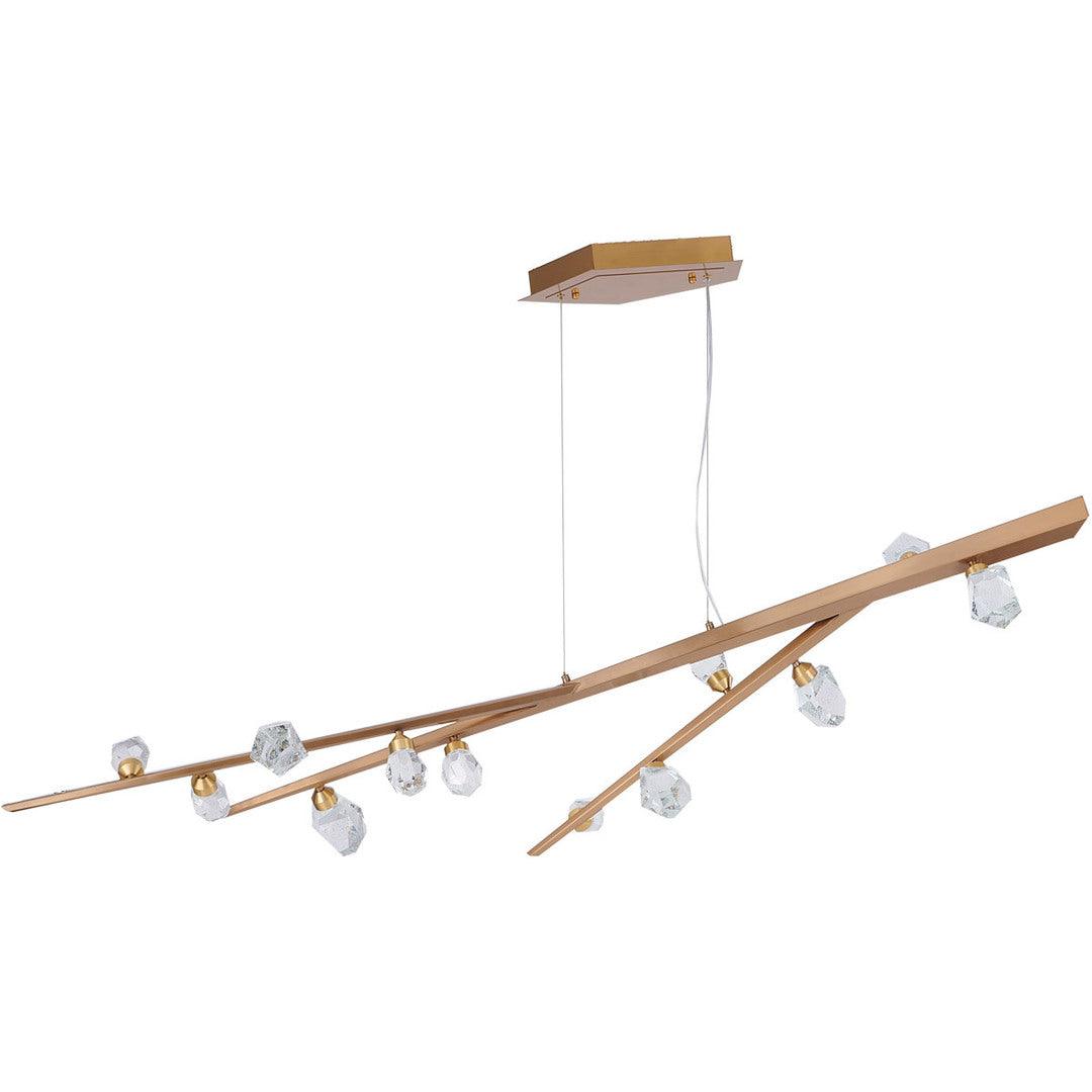LED Gold Hairline Branch with Clear Bubble Crystal Diffuser Linear Chandelier - LV LIGHTING