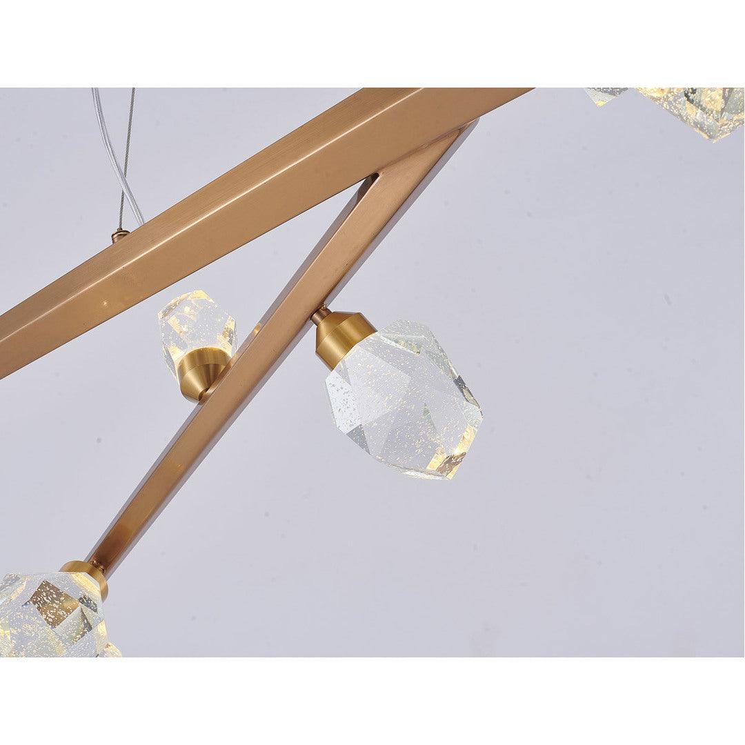 LED Gold Hairline Branch with Clear Bubble Crystal Diffuser Linear Chandelier - LV LIGHTING