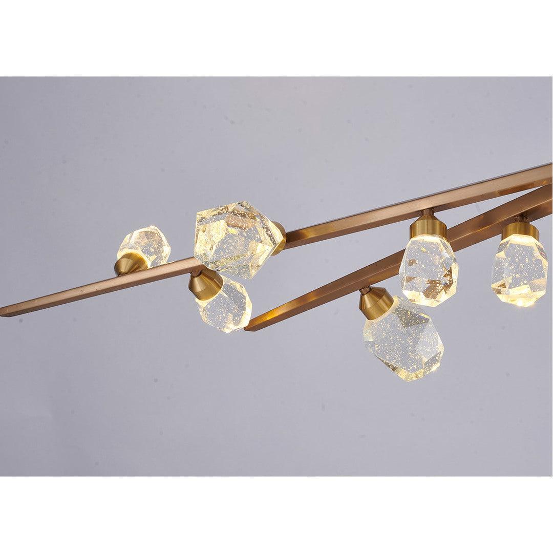 LED Gold Hairline Branch with Clear Bubble Crystal Diffuser Linear Chandelier - LV LIGHTING