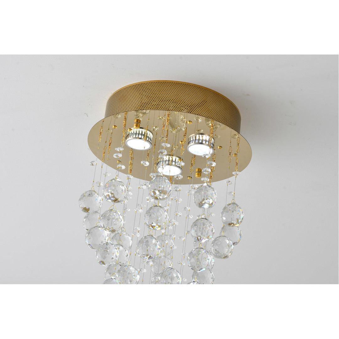 Gold Frame with Clear Crystal Drop and Strand Semi Flush Mount - LV LIGHTING