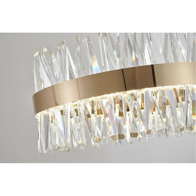 LED Gold Round Frame with Clear Crystal Rod Chandelier - LV LIGHTING