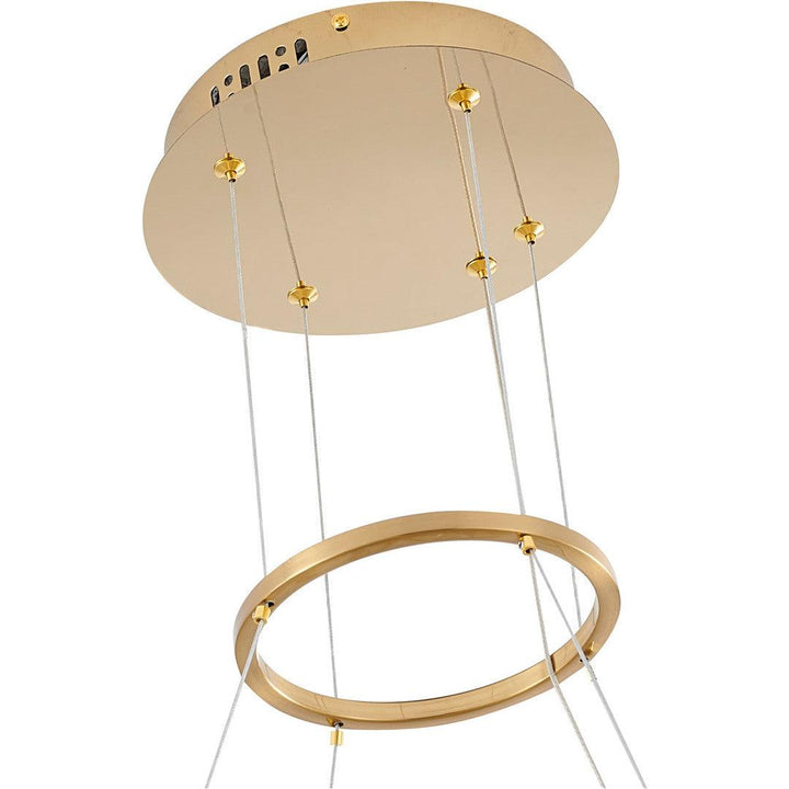 LED Gold Round Frame with Clear Crystal Rod Chandelier - LV LIGHTING