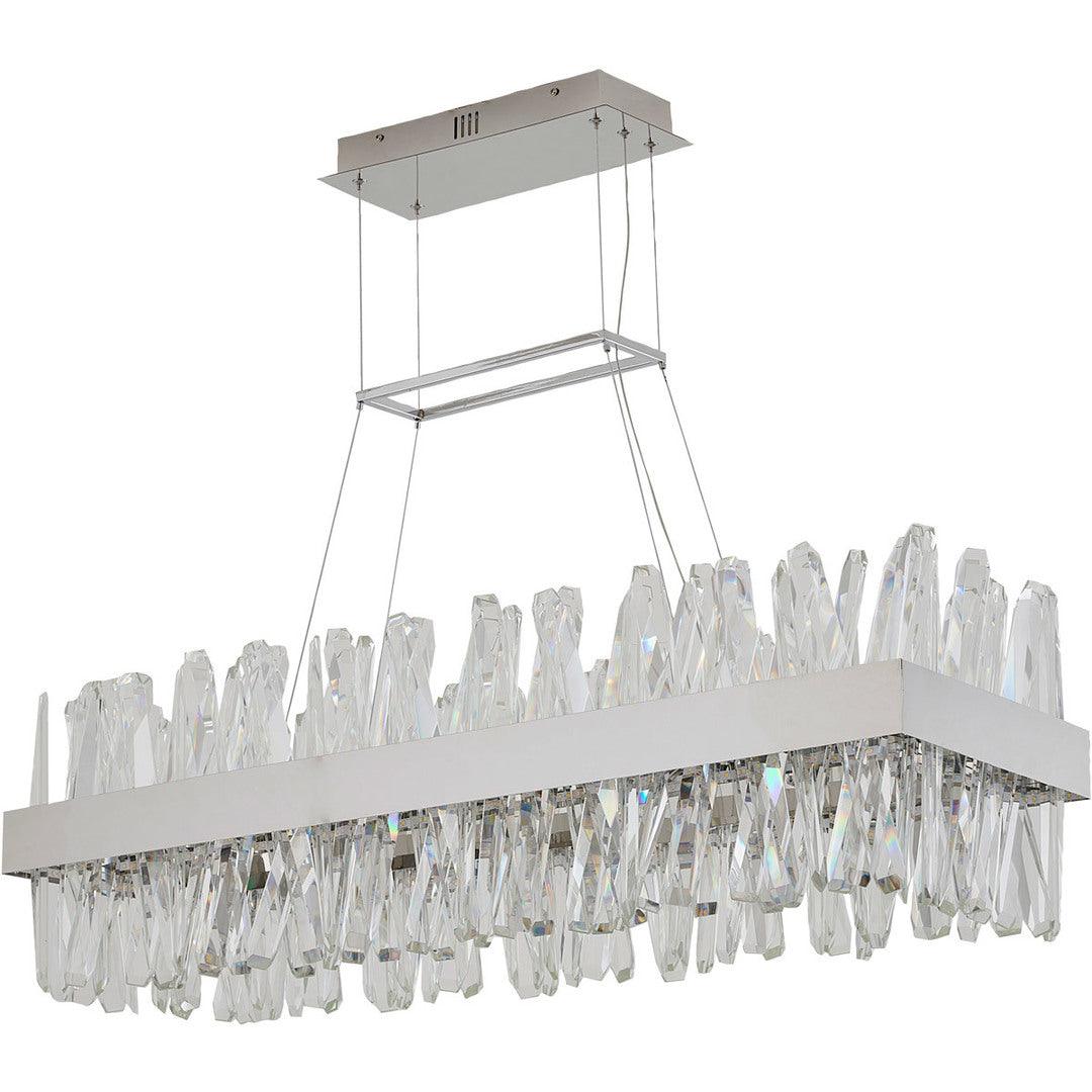 LED Steel Rectangular Frame with Clear Crystal Rod Linear Chandelier - LV LIGHTING
