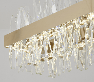 LED Steel Rectangular Frame with Clear Crystal Rod Linear Chandelier - LV LIGHTING