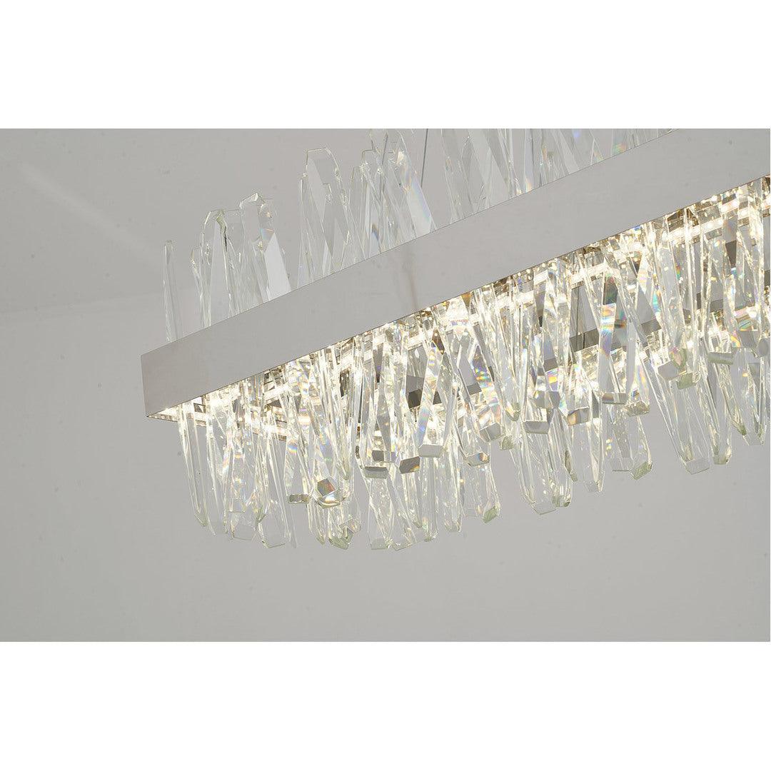 LED Steel Rectangular Frame with Clear Crystal Rod Linear Chandelier - LV LIGHTING